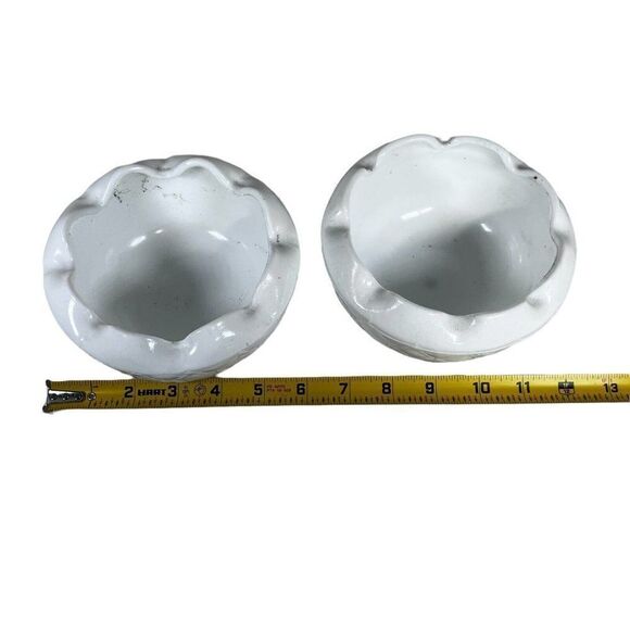 Vtg Lot 2 Indiana Glass Milk Glass Rose Trinket Bowl Quilted Diamond Ashtray - Picture 4 of 4